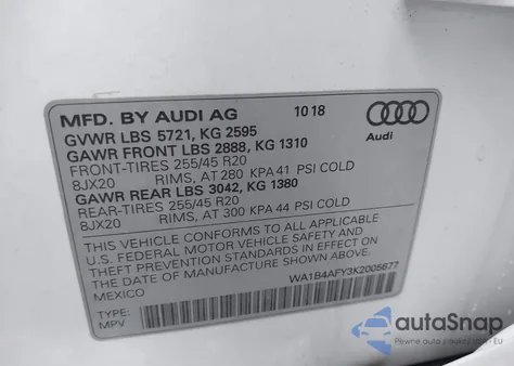2019 Audi Sq5 3.0T Premium from USA, damaged, VIN WA1B4AFY3K2005677